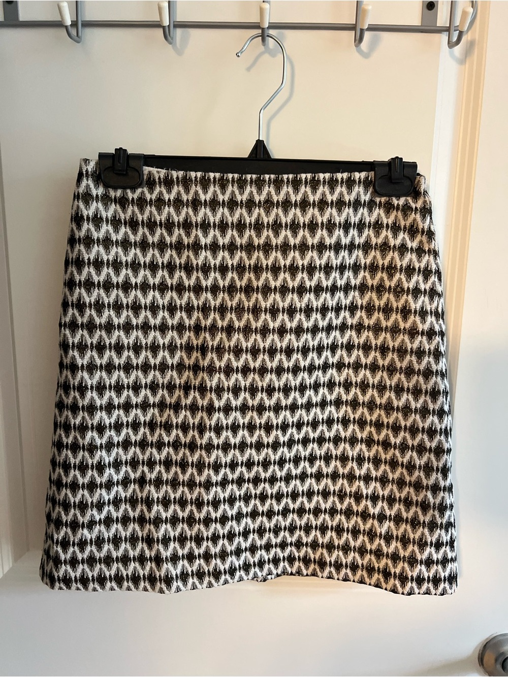 White,  gold, and black shiny Patterned Skirt